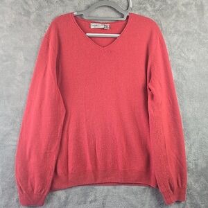 Women's Sweater 100% cashmere Size 1x Pink Cashmere & Co V Neck Lightweight Soft